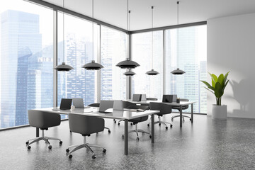 White panoramic open space office corner