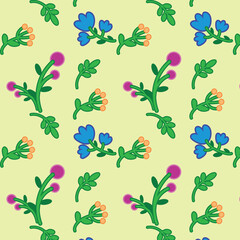Birds spring Easter plants pattern yellow bright multi-colored