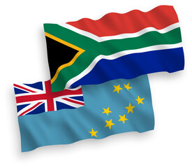 Flags of Tuvalu and Republic of South Africa on a white background