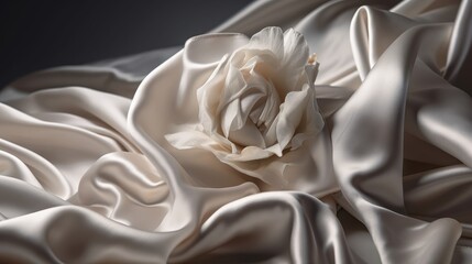 Elegant 3D silk fabric on monochromatic background, 3D render, perfect for various design purposes. AI GENERATED.