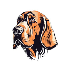 Logo Bloodhound Dog on Isolated Tansparent Background, png. Generative AI - obrazy, fototapety, plakaty