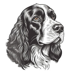 Logo English Springer Spaniel Dog on Isolated Tansparent Background, png. Generative AI