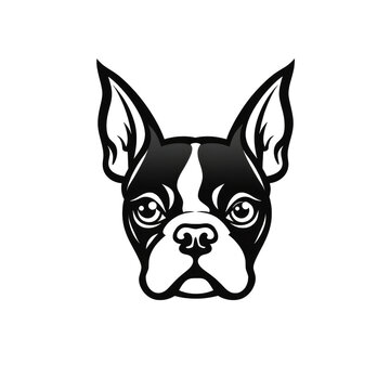 Logo Boston Terrier Dog on Isolated Tansparent Background, png. Generative AI