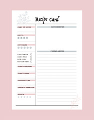 Recipe Card and Meal Plan.