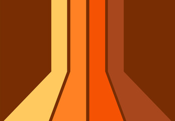 1970 retro seamless pattern in orange, yellow and brown colors. 70s hand-Drawn vector Illustration groovy background, hippie wallpaper.