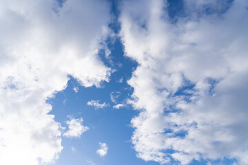 evening sky with clouds and rays of the sun, background