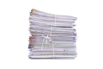 Stack of business documents papers isolated on white background