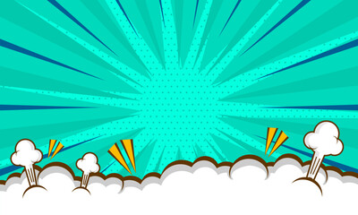 Comic cartoon pop art background with cloud illustration