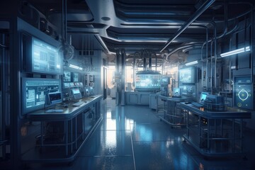 futuristic laboratory. Generative AI