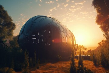 sunrise over an observatory. Generative AI
