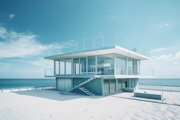house on the beach. Generative AI