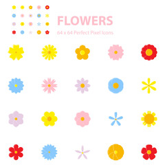 set of flowers icons, blossom, spring, garden