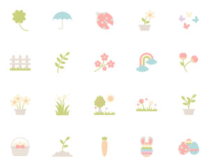 set of spring icons, flower, nature, easter, season