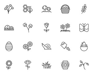 set of spring icons, flower, nature, easter, season