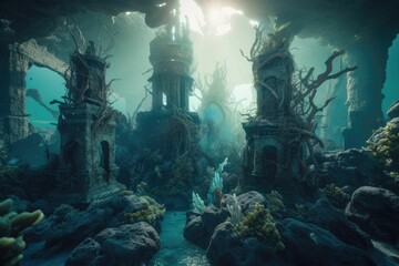 Obraz premium a mythical underwater kingdom. Generative AI