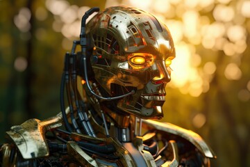 sci-fi robot closeup. Generative AI