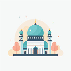 Flat and Cartoon Style Icon Illustrations of Muslim Mosque