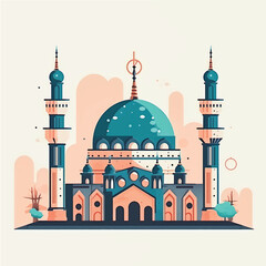 Flat and Cartoon Style Icon Illustrations of Muslim Mosque