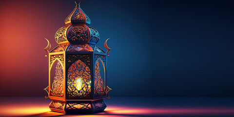 decorative arabic lantern background with free space for text design, creative ai