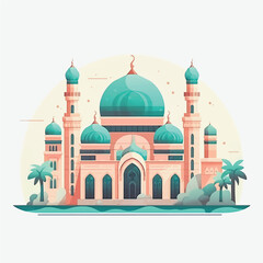 Flat and Cartoon Style Icon Illustrations of Muslim Mosque