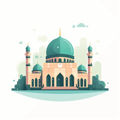 Flat and Cartoon Style Icon Illustrations of Muslim Mosque