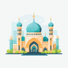 Flat and Cartoon Style Icon Illustrations of Muslim Mosque