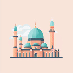 Flat and Cartoon Style Icon Illustrations of Muslim Mosque