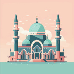 Flat and Cartoon Style Icon Illustrations of Muslim Mosque