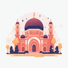 Flat and Cartoon Style Icon Illustrations of Muslim Mosque