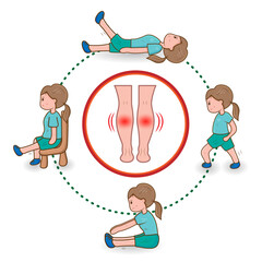women doing exercise legs for improve muscle strength and flexibility.Physical training.workout.Cartoon character.Vector.illustration.