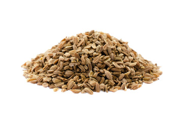 Pile of carrot seeds isolated on white background. Carrot seeds on a white background. Carrot seeds isolated on white background. Heap of carrot seeds on a white background.