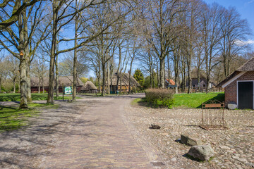 Brink square in the center of historic village Orvelte, Netherlands