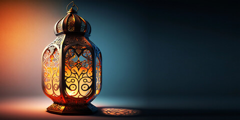 decorative arabic lantern background with free space for text design, creative ai