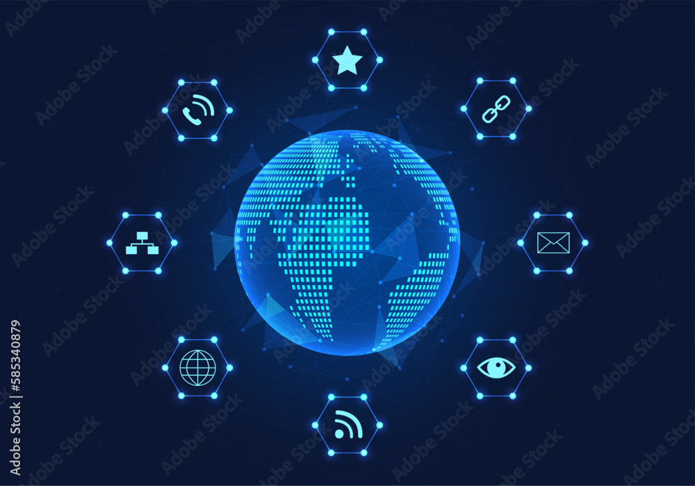 Aufkleber global technology network that connects with smart technology to provide quick access to information