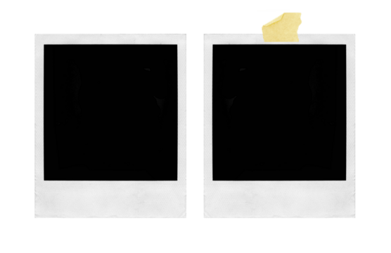 Empty Polaroid photo frames on transparent background, extracted, png file