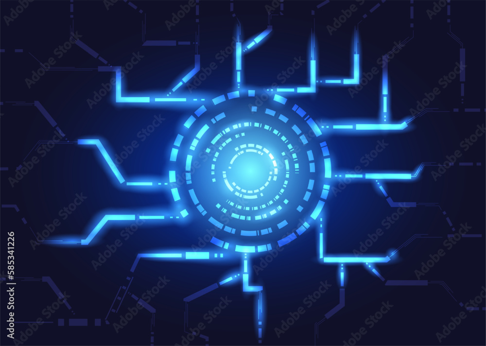 Poster abstract background circle technology glowing center as a network connection for distributing data t
