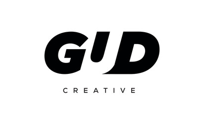 GUD letters negative space logo design. creative typography monogram vector	