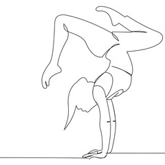 continuous line drawing of a woman doing sports
