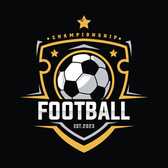Soccer Gold color Football Badge Logo Design Templates | Sport Team Identity Vector Illustrations isolated on black Background