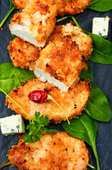 Breaded chicken breast.