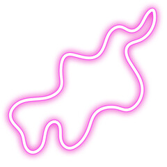glowing neon outline shapes on Transparent background.