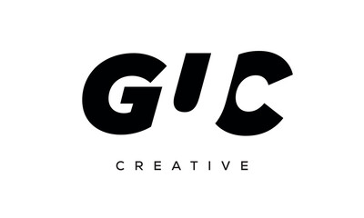 GUC letters negative space logo design. creative typography monogram vector	