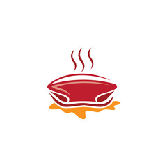 steak meat with sauce logo illustration vector abstract food design