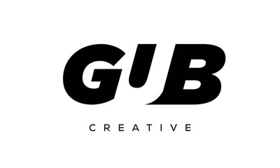 GUB letters negative space logo design. creative typography monogram vector	