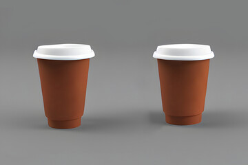 Coffee cup isolated on grey background. Coffe cup mockup. Ai generative