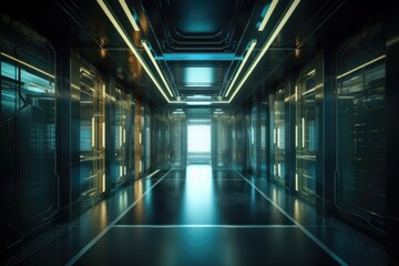 Futuristic sci-fi corridor made with generative ai