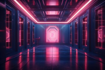 Futuristic sci-fi corridor made with generative ai