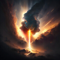 Light ray through clouds