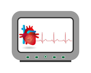 Digital vital sign monitor show electrocardiogram (EKG ,ECG) normal sinus rhythm and heart rate.Medical healthcare.Vector.Illustration.