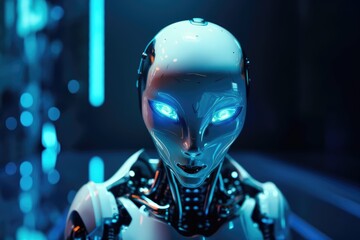 Fototapeta premium Close up of robbots face made with generatve ai